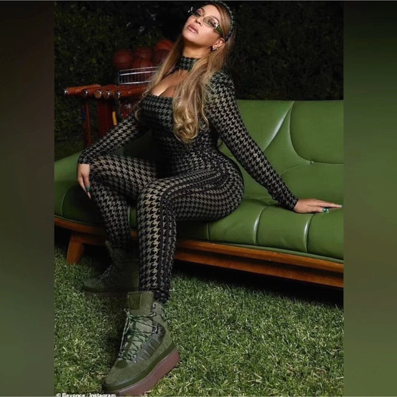 NWT Adidas x Ivy Park Jumpsuit Womens Medium Green Houndstooth